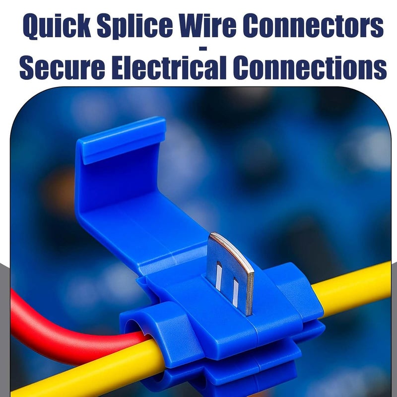 SANJOON Solderless Quick Splice Wire Connectors,Double Run or Tap,22-18 AWG Red(30 PCS) 18-14 AWG Blue(30 PCS) Lock Snap Electrical Wire Connector(60/Pouch) - Image 5